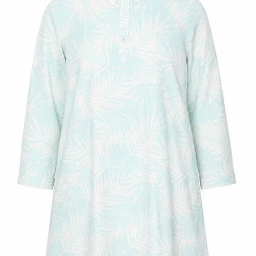 D&Co. Womens Blue Floral Polyester Shirt Dress Size 3XL Collared Pullover - Beach Cover-Up
