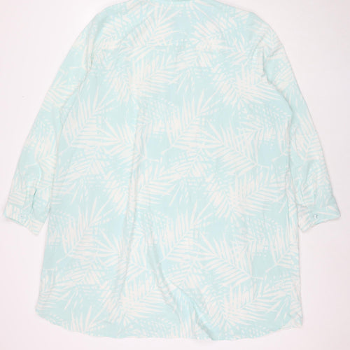 D&Co. Womens Blue Floral Polyester Shirt Dress Size 3XL Collared Pullover - Beach Cover-Up