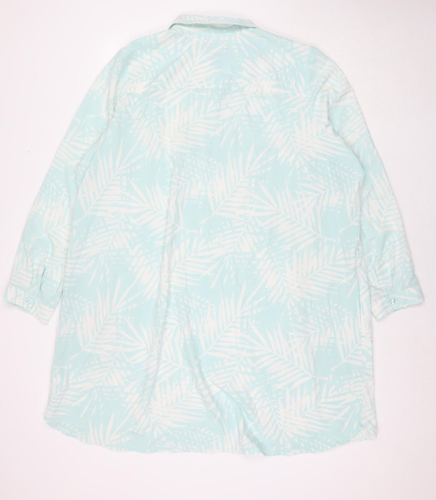 D&Co. Womens Blue Floral Polyester Shirt Dress Size 3XL Collared Pullover - Beach Cover-Up