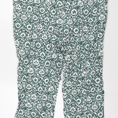 Boden Womens Green Floral Linen Trousers Size 20 L25 in Regular Zip