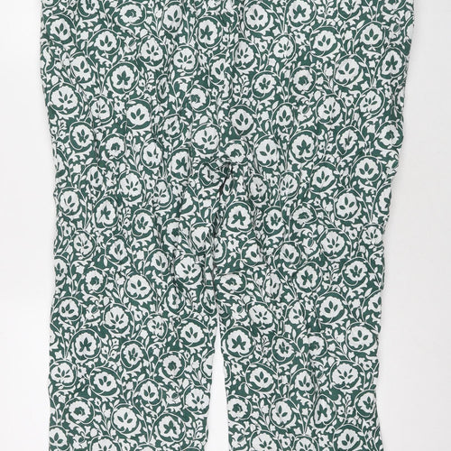 Boden Womens Green Floral Linen Trousers Size 20 L25 in Regular Zip