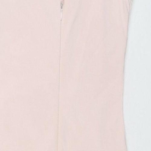 Lipsy Womens Pink Floral Polyester A-Line Size 12 Round Neck Zip