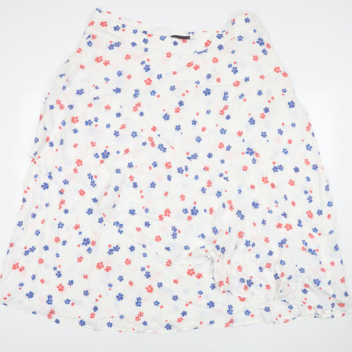 Marks and Spencer Womens White Floral Viscose Maxi Skirt Size 22 Zip