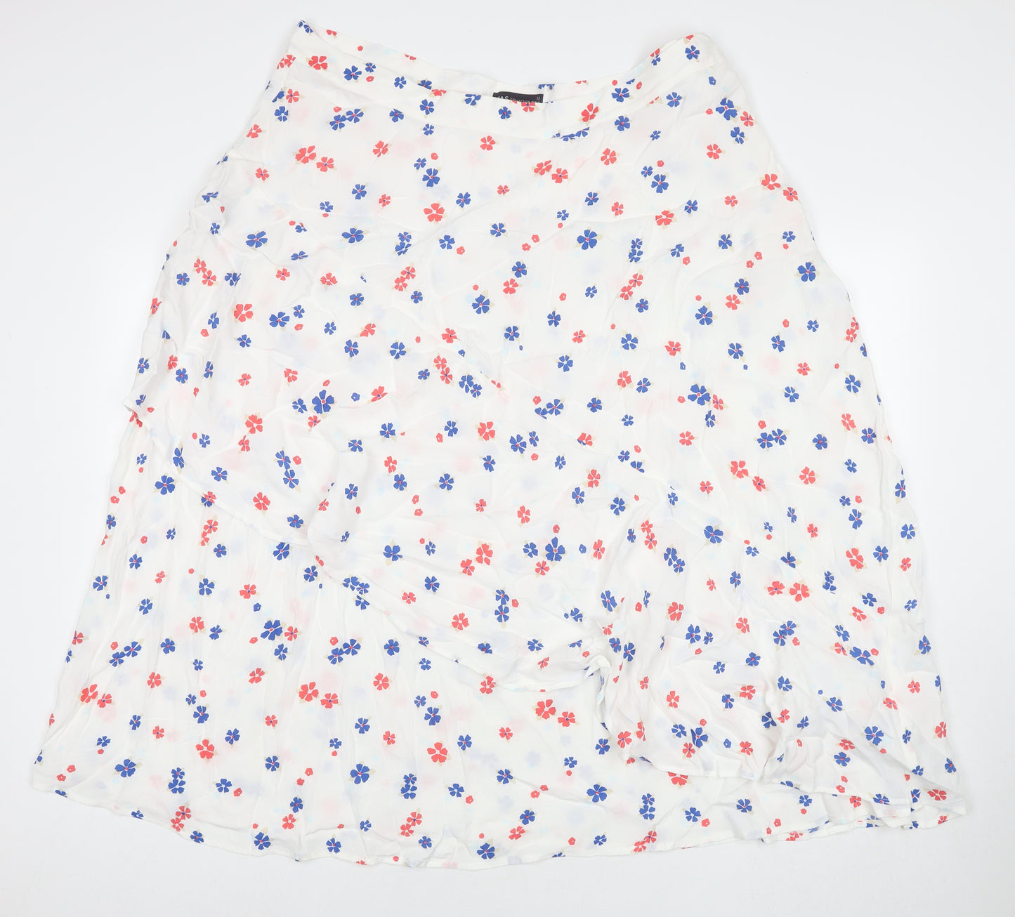 Marks and Spencer Womens White Floral Viscose Maxi Skirt Size 22 Zip