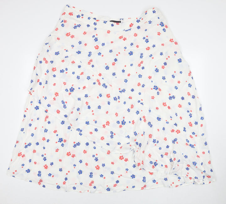 Marks and Spencer Womens White Floral Viscose Maxi Skirt Size 22 Zip