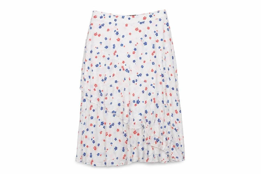 Marks and Spencer Womens White Floral Viscose Maxi Skirt Size 22 Zip