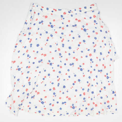 Marks and Spencer Womens White Floral Viscose Maxi Skirt Size 22 Zip