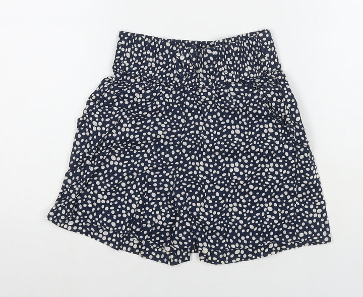 Ribbon Girls Blue Polka Dot Cotton Mom Shorts Size 9-10 Years L3 in Regular Drawstring