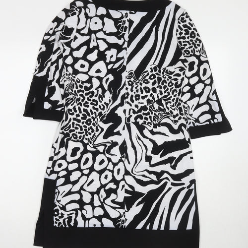 Tiana B Womens Black Animal Print Polyester A-Line Size S V-Neck Pullover