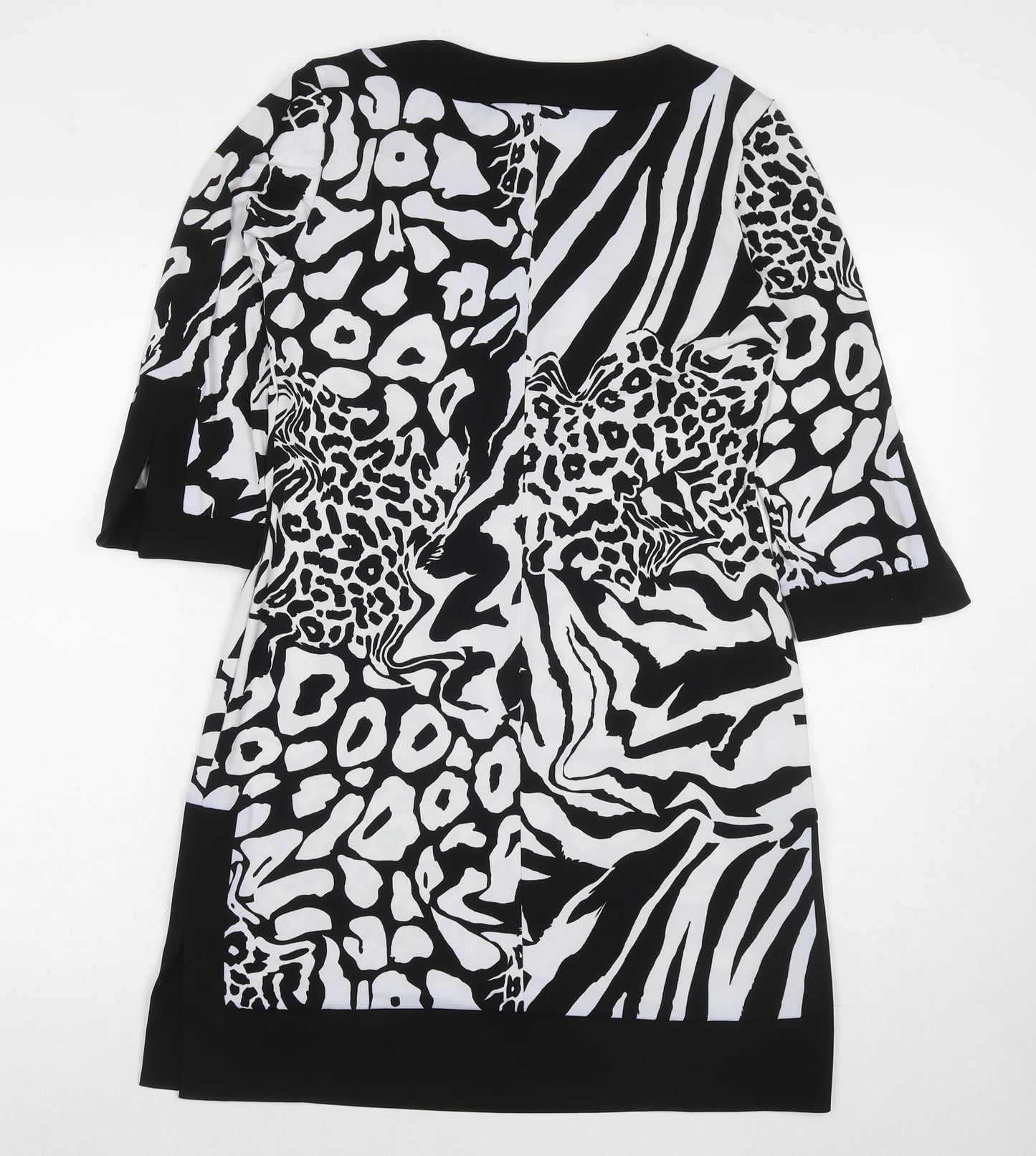 Tiana B Womens Black Animal Print Polyester A-Line Size S V-Neck Pullover