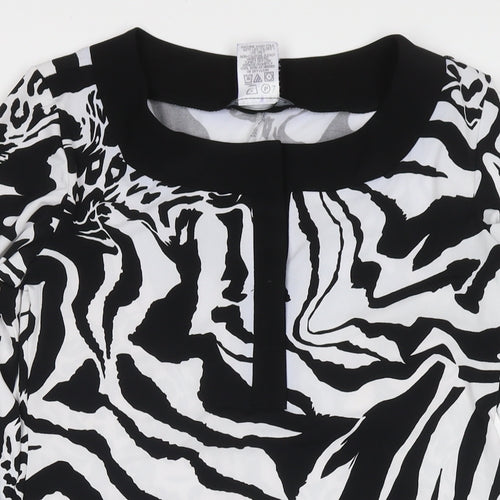 Tiana B Womens Black Animal Print Polyester A-Line Size S V-Neck Pullover