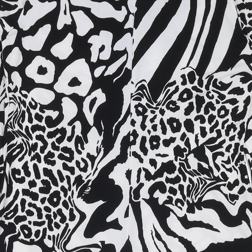 Tiana B Womens Black Animal Print Polyester A-Line Size S V-Neck Pullover