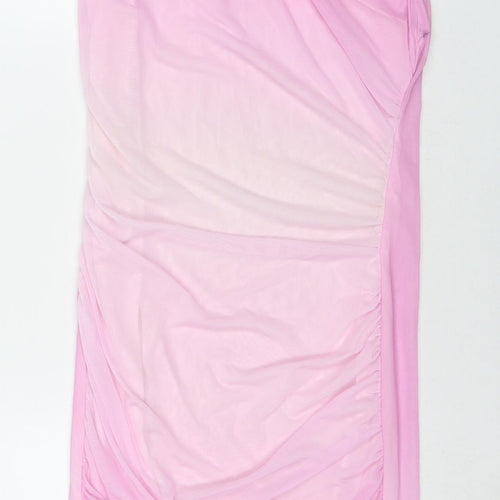 Zara Womens Pink Polyester Bodycon Size M Round Neck Pullover