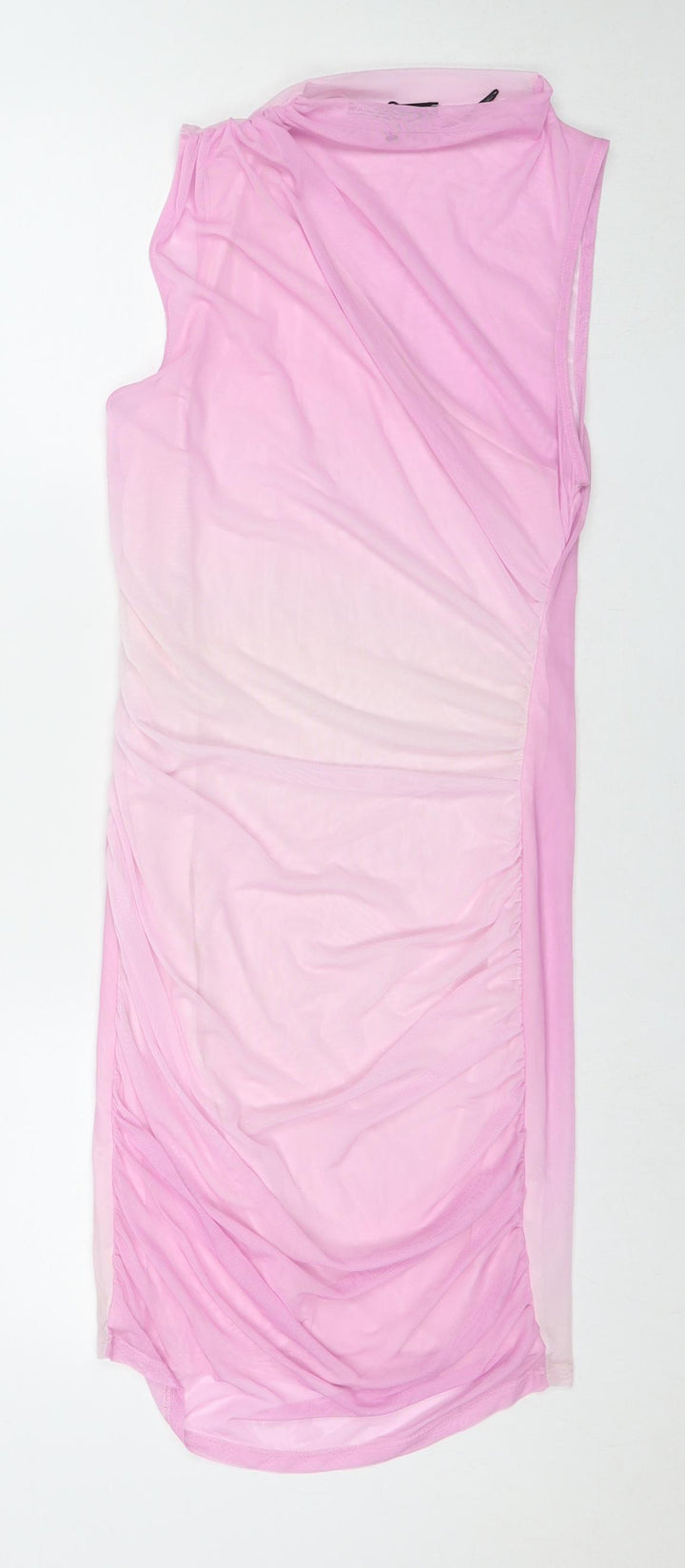 Zara Womens Pink Polyester Bodycon Size M Round Neck Pullover