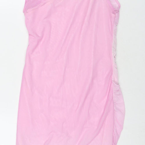 Zara Womens Pink Polyester Bodycon Size M Round Neck Pullover