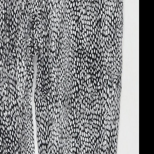 Marks and Spencer Womens Black Geometric Viscose Trousers Size 10 L27 in Regular Drawstring