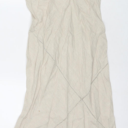 Planet Womens Beige Linen A-Line Size 10 Round Neck Pullover