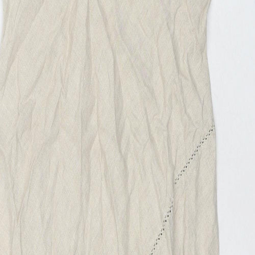 Planet Womens Beige Linen A-Line Size 10 Round Neck Pullover
