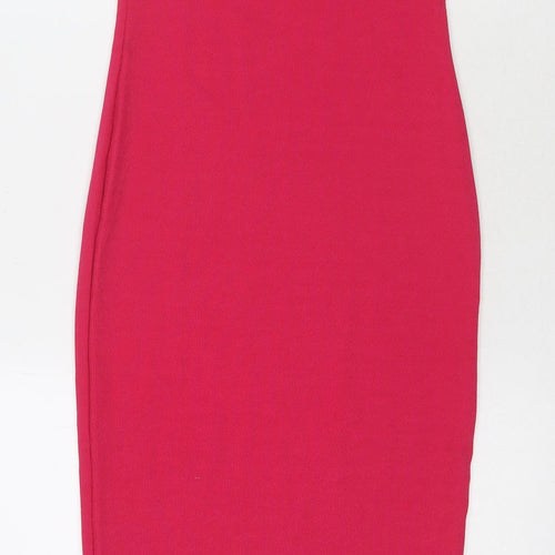 I SAW IT FIRST Womens Pink Polyester Bodycon Size 6 Round Neck Pullover