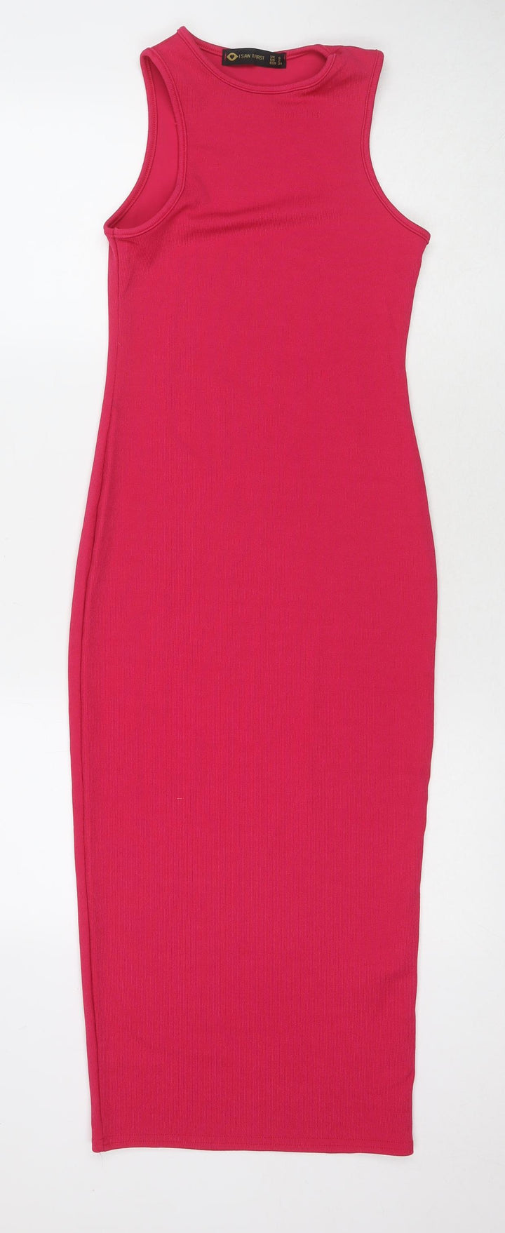 I SAW IT FIRST Womens Pink Polyester Bodycon Size 6 Round Neck Pullover