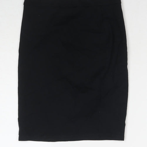 Marks and Spencer Girls Black Viscose Bandage Skirt Size 12-13 Years Regular Pull On