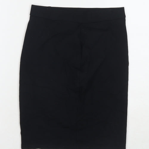 Marks and Spencer Girls Black Viscose Bandage Skirt Size 12-13 Years Regular Pull On