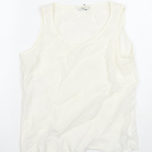 Marks and Spencer Womens White Viscose Basic Blouse Size 10 Round Neck