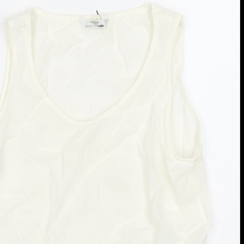 Marks and Spencer Womens White Viscose Basic Blouse Size 10 Round Neck