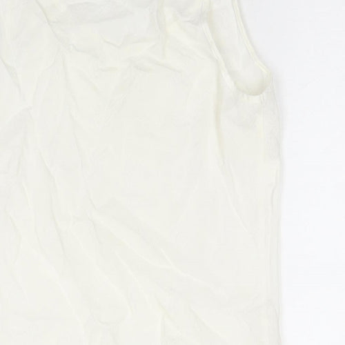Marks and Spencer Womens White Viscose Basic Blouse Size 10 Round Neck