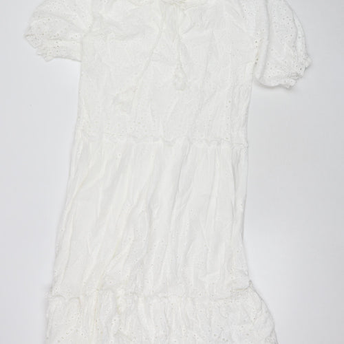 Drole De Copine Womens White Cotton A-Line Size S Round Neck Pullover - Size S/M