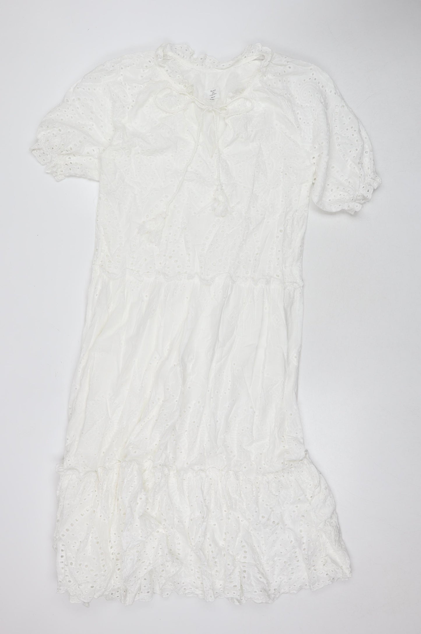 Drole De Copine Womens White Cotton A-Line Size S Round Neck Pullover - Size S/M