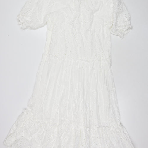 Drole De Copine Womens White Cotton A-Line Size S Round Neck Pullover - Size S/M