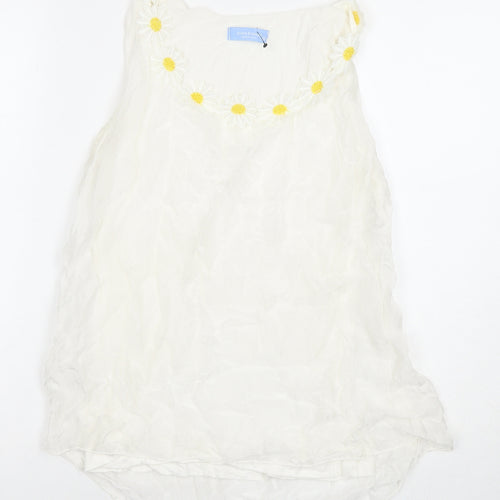 Alice Rinaldi Womens White Polyester Basic Tank Size S Round Neck
