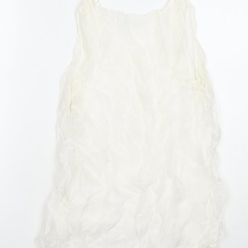 Alice Rinaldi Womens White Polyester Basic Tank Size S Round Neck