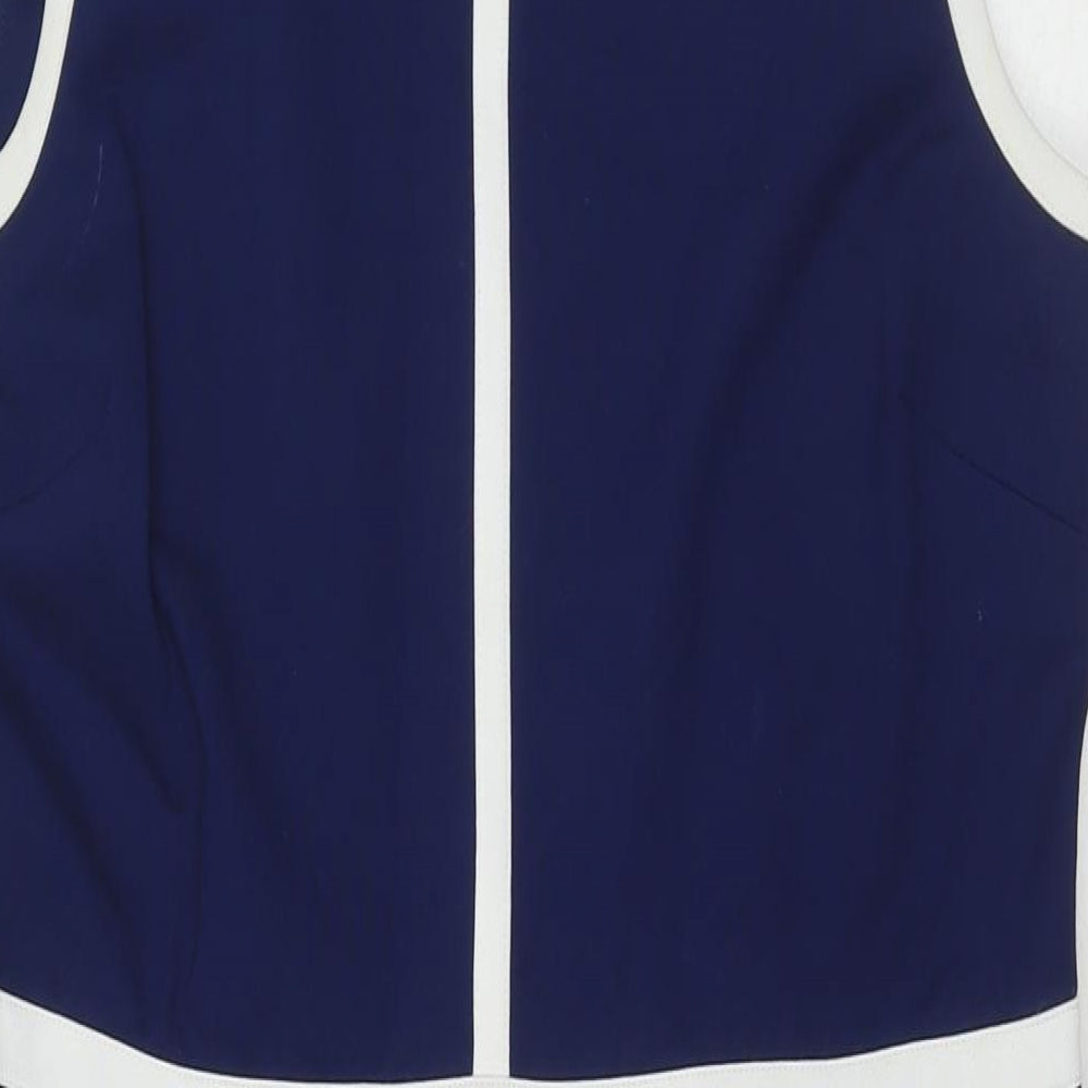 Lands' End Womens Multicoloured Colourblock Rayon A-Line Size 16 Round Neck Zip
