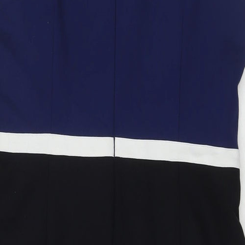 Lands' End Womens Multicoloured Colourblock Rayon A-Line Size 16 Round Neck Zip