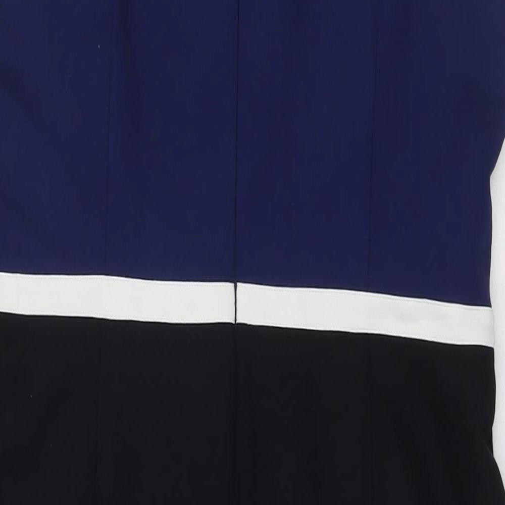 Lands' End Womens Multicoloured Colourblock Rayon A-Line Size 16 Round Neck Zip
