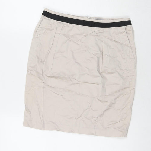 Cyrillus Womens Beige Cotton A-Line Skirt Size 10 Zip