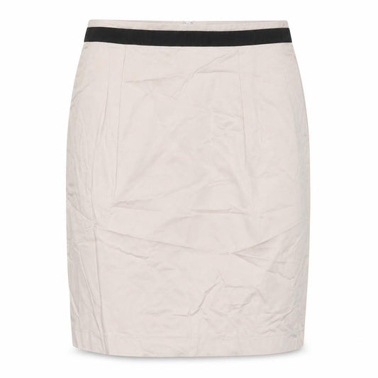 Front view of Cyrillus women’s beige cotton a-line skirt, size UK 10, zip