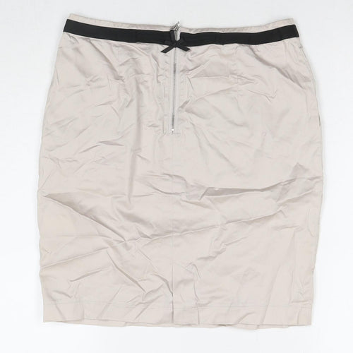 Cyrillus Womens Beige Cotton A-Line Skirt Size 10 Zip