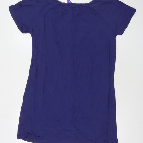 Seraphine Womens Blue Viscose Shirt Dress Size M Round Neck Snap