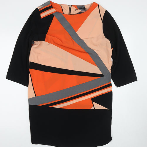 Principles Womens Multicoloured Colourblock Polyester A-Line Size 16 Round Neck Zip