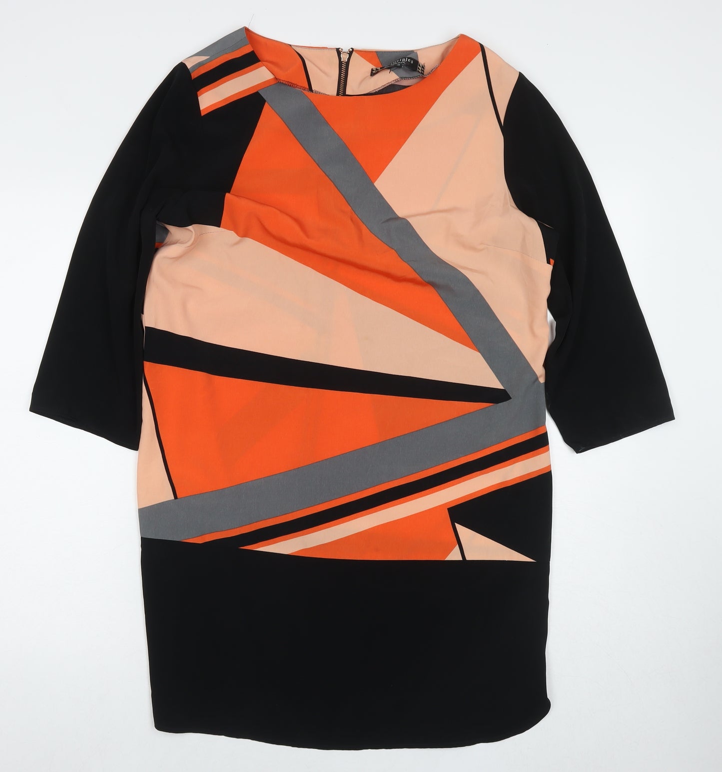 Principles Womens Multicoloured Colourblock Polyester A-Line Size 16 Round Neck Zip