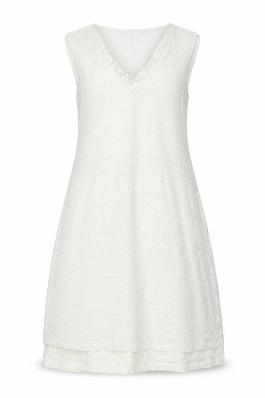 Front view of Red Herring women’s white polyester a-line, size UK 14, v-neck pullover