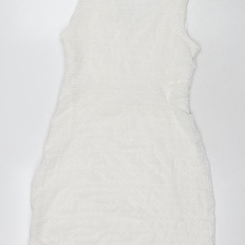 Red Herring Womens White Polyester A-Line Size 14 V-Neck Pullover