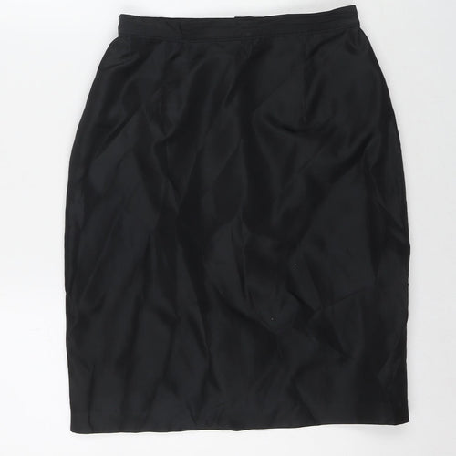 BHS Womens Black Polyester A-Line Skirt Size 12 Zip