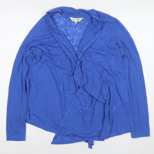 Northern Reflections Womens Blue Floral Cotton Kimono T-Shirt Size S V-Neck