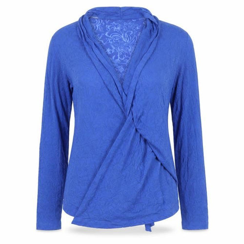 Northern Reflections Womens Blue Floral Cotton Kimono T-Shirt Size S V-Neck