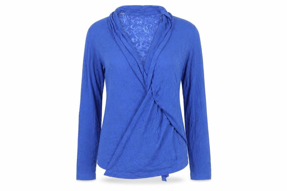 Northern Reflections Womens Blue Floral Cotton Kimono T-Shirt Size S V-Neck
