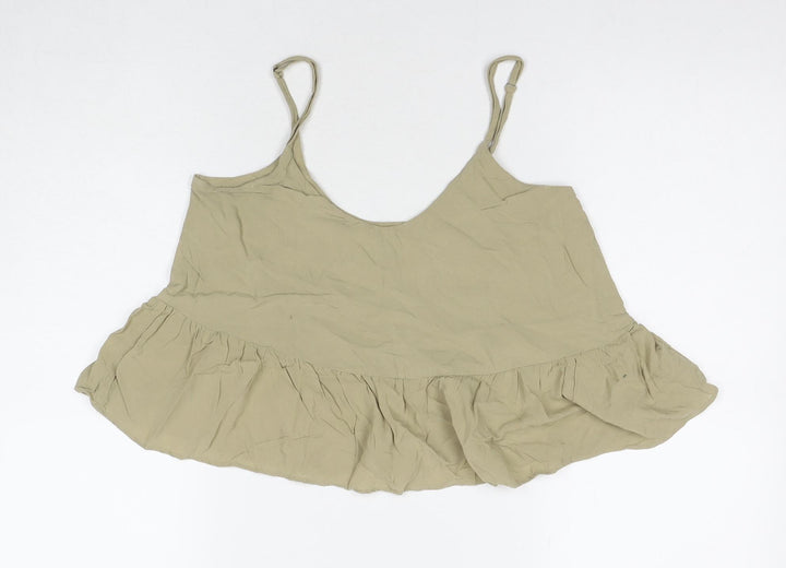 Topshop Womens Brown Viscose Basic Tank Size 6 Scoop Neck